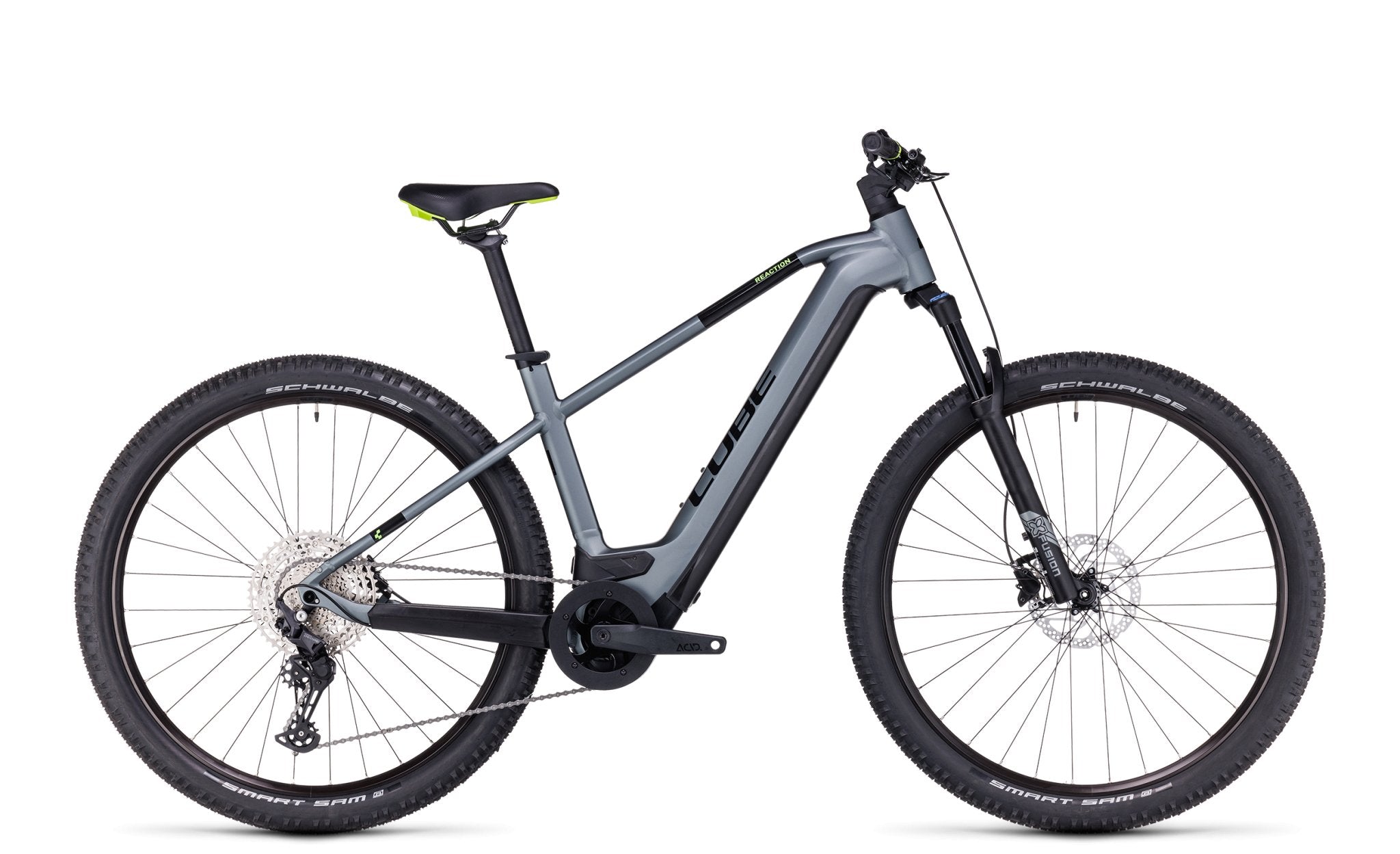 Cube Reaction Hybrid Pro 625 Flashgrey N Green - Electric Mountain Bike - Cube - Electrify NZ