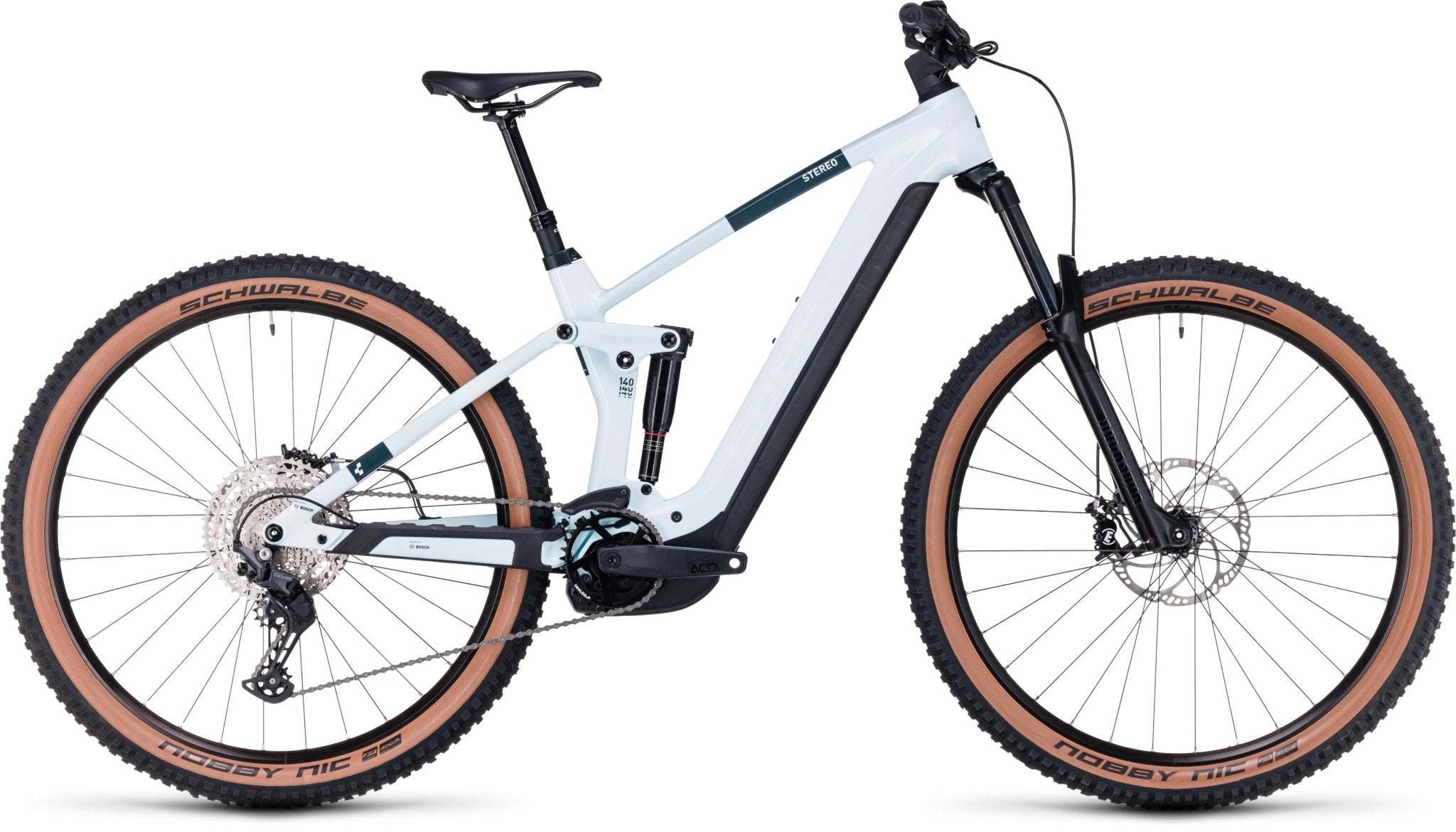 Cube Stereo Hybrid 140 HPC Pro 625 Frostwhite'n'grey - Electric Mountain Bike - Cube - Electrify NZ