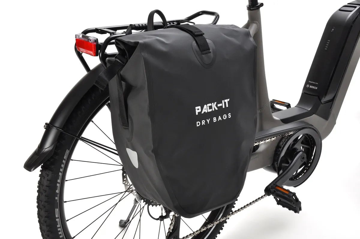 PACK IT 25 L WATERPROOF PANNIER BLACK RED ORANGE - Electrify NZ - Electrify NZ