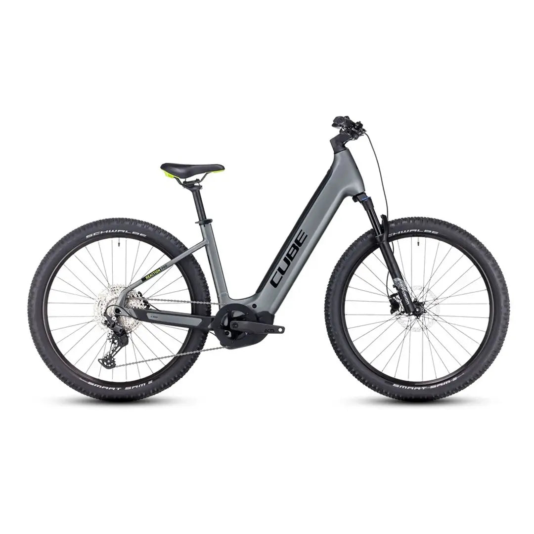 Cube Reaction Hybrid Pro 625 Easy Entry Flashgrey'n'green - Electric Mountain Bike - Cube - Electrify NZ