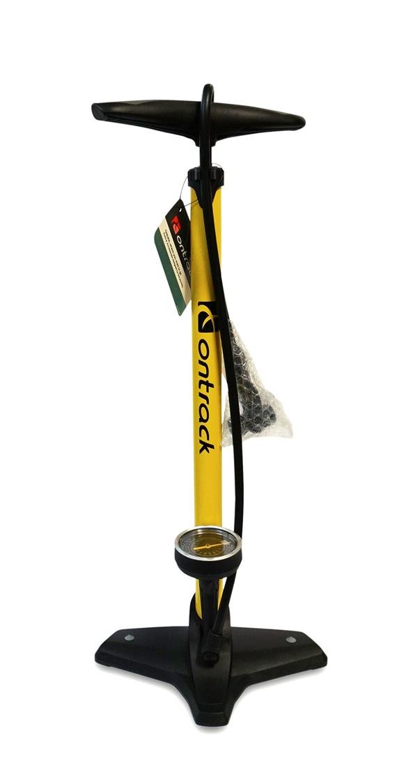 FLOOR PUMP YELLOW STL W/ GAUGE AND 2 WAY VALVE - Electrify NZ - Electrify NZ