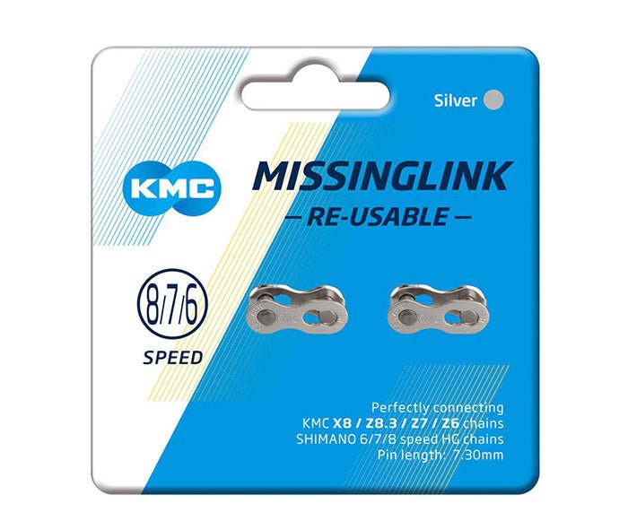 KMC MISSING LINK 7.1mm 7/8spd (2 PER CARD) SILVER REUSABLE CL571R - Electrify NZ - Electrify NZ