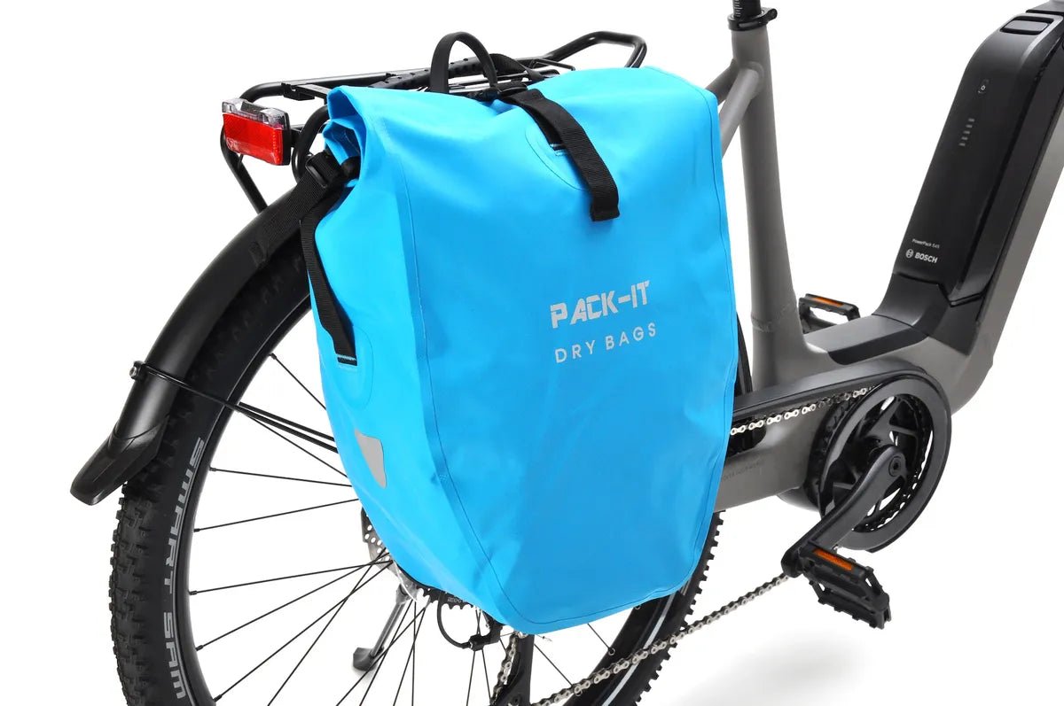 PACK IT 25 L WATERPROOF PANNIER BLACK RED ORANGE BLUE - Electrify NZ - Electrify NZ