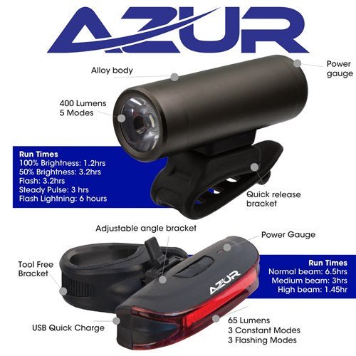 USB Mars Light Set 400/65 Lumens Product Code: ALMARSLS - ACCESSORIES - BIKE CORP - Electrify NZ